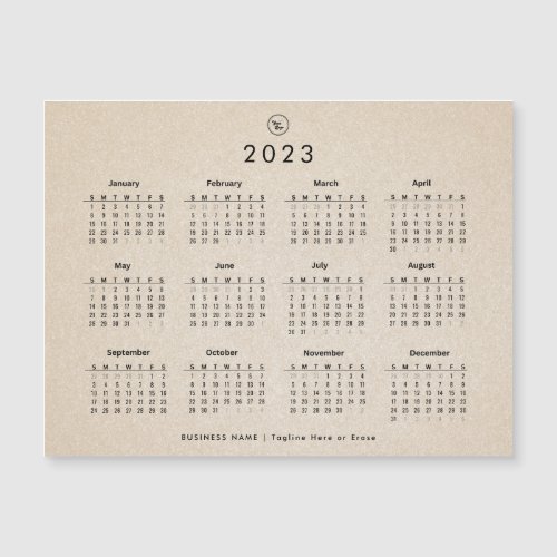 Beige Sand 2023 Calendar Custom Business Logo  Magnetic Invitation