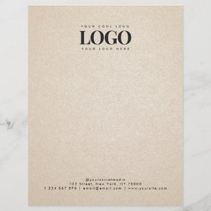 Beige Sand Add Your Rectangle Business Logo Text Letterhead