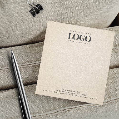 Beige Sand Add Your Rectangle Business Logo Text Notepad