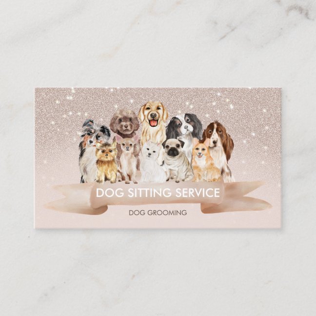 Beige Sand Petsitter Dog Groomer Business Card