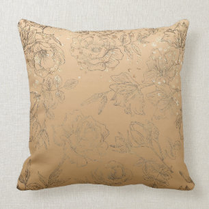 Beige Satin and Silk Throw Pillow