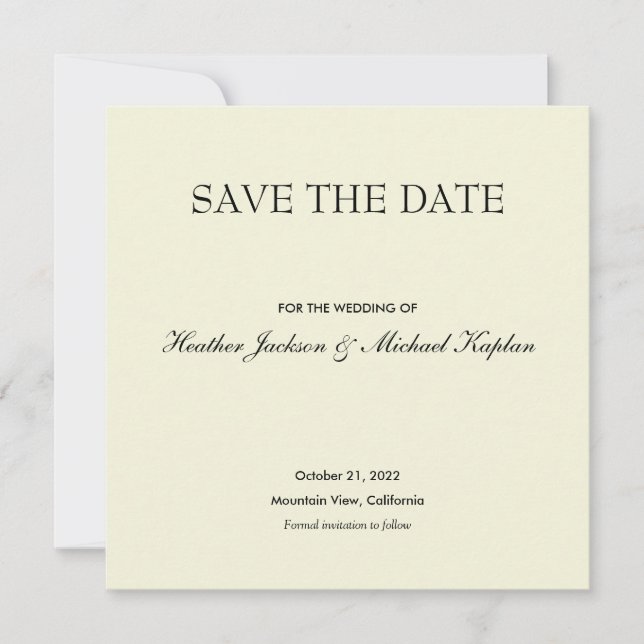 Beige Save Date Wedding Professional Minimalist Save The Date (Front)