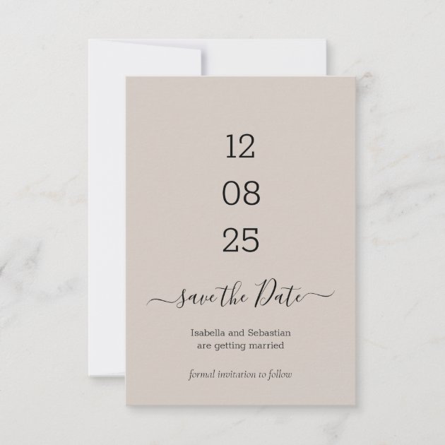 Beige Save the Date Neutral Wedding