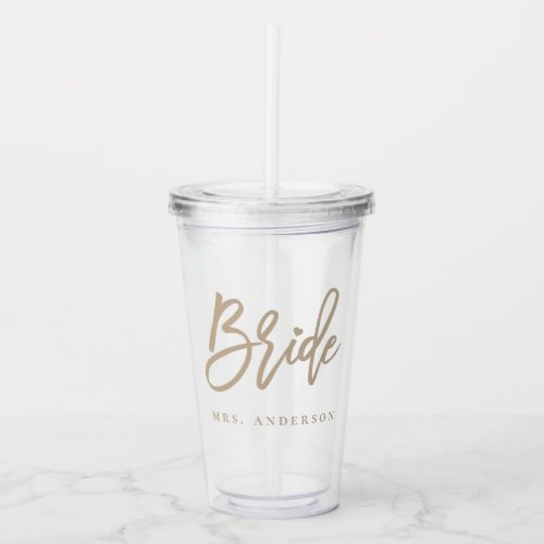 Beige Script Bride Acrylic Tumbler