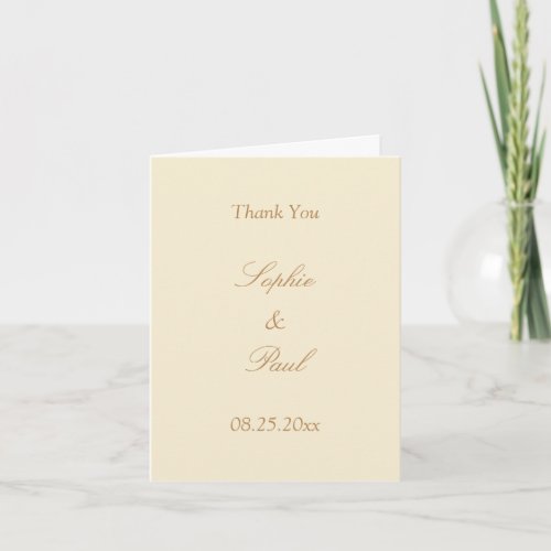 Beige Script Elegant Cream Wedding Thank You Card