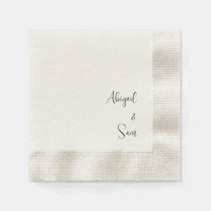 Beige Script Personalized Wedding Cocktail Napkins