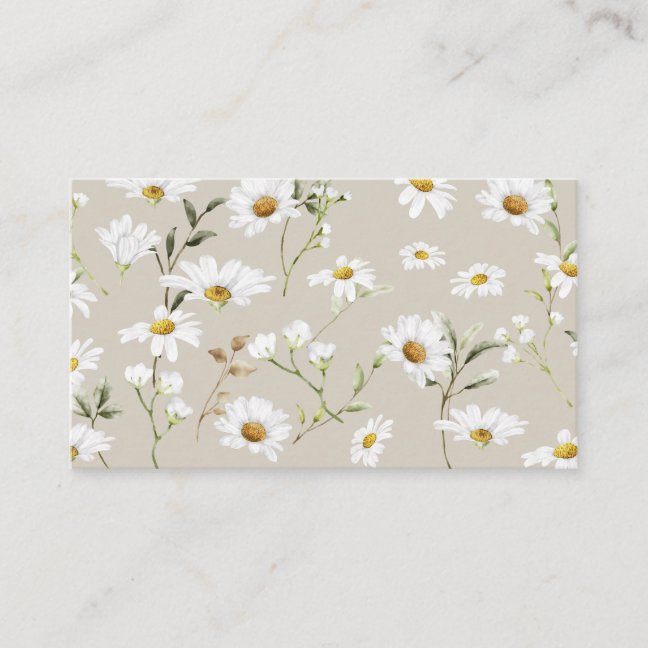 Beige Script Signature Daisy Business Card