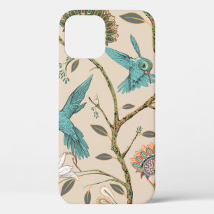 Beige seamless pattern with stylized flowers and b iPhone 12 case