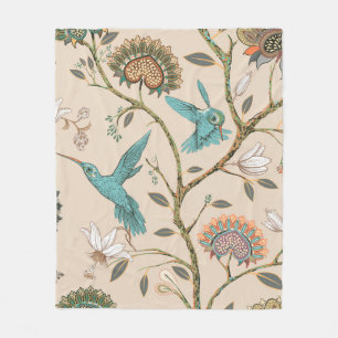 Beige seamless pattern with stylized flowers and b fleece blanket