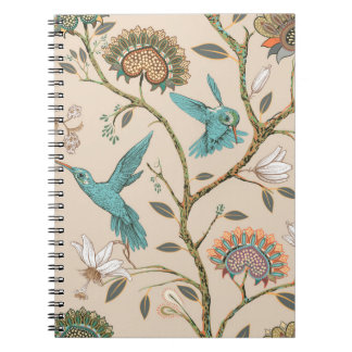Beige seamless pattern with stylized flowers and b notebook