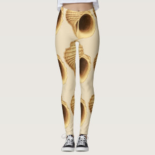 Beige Seashells Leggings
