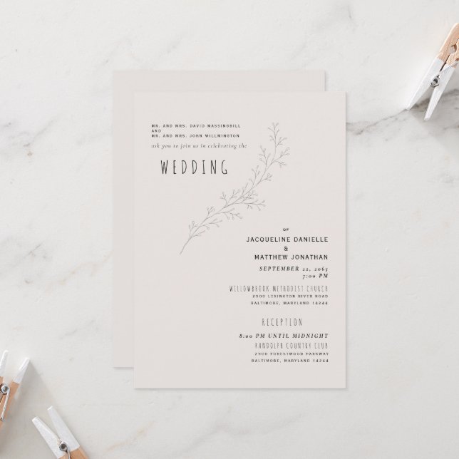 Beige Serenity Both Parents 2 Venue Invitation (Front/Back In Situ)