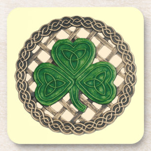 Beige Shamrock And Celtic Knots Coasters