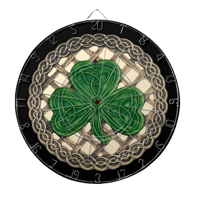 Beige Shamrock On Celtic Knots Dart Board (Front)