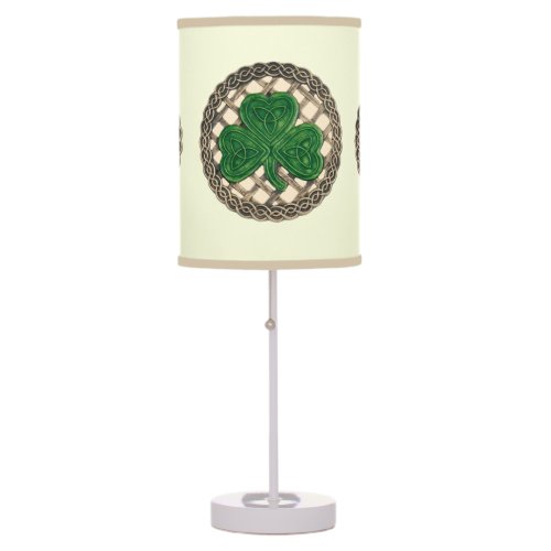 Beige Shamrock On Celtic Knots Desk Lamp