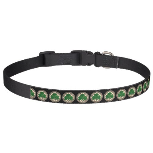 Beige Shamrock On Celtic Knots Dog Collar