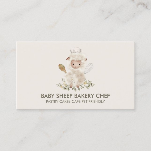Beige Sheep Chef Bakery Business Card (Front)