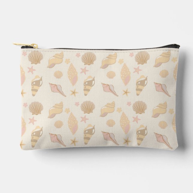 Beige Shells Pattern Accessory Pouch (Front)