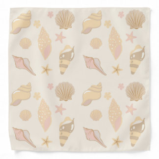 Beige Shells Pattern Bandana