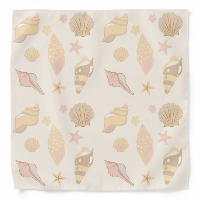 Beige Shells Pattern Bandana (Front)