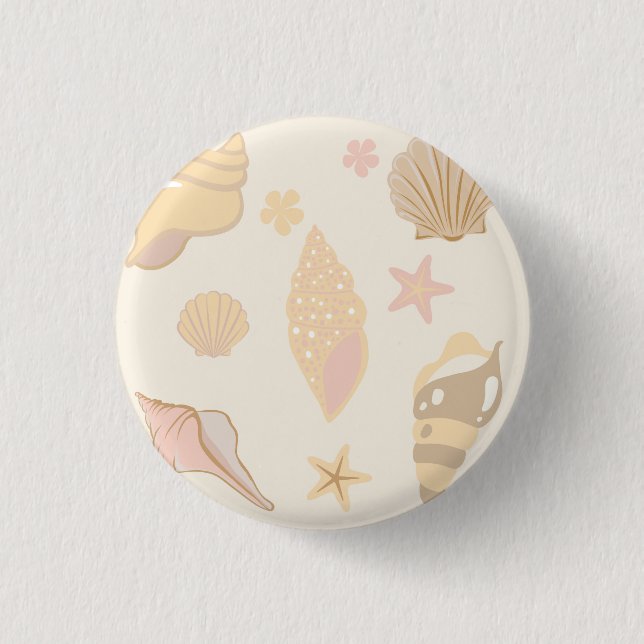 Beige Shells Pattern Button (Front)