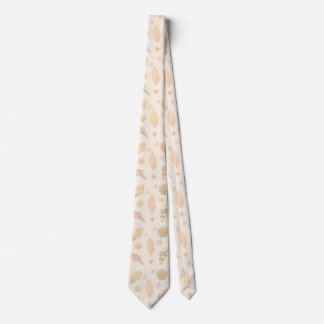 Beige Shells Pattern Neck Tie