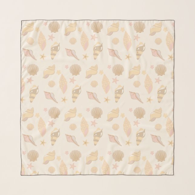  Beige Shells Pattern Scarf (Front)