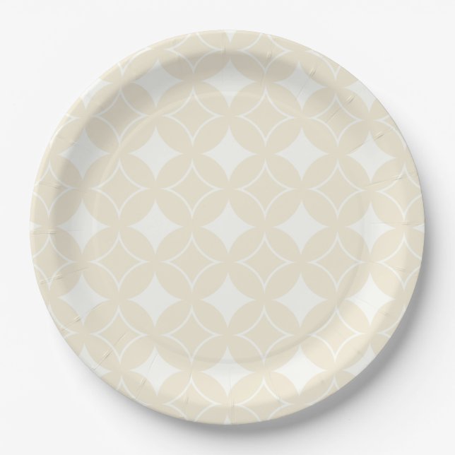 Beige shippo pattern paper plates (Front)
