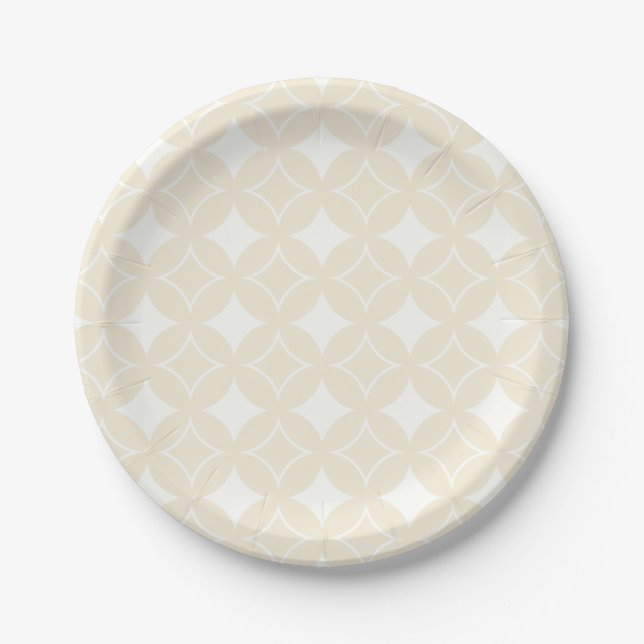 Beige shippo pattern paper plates (Front)