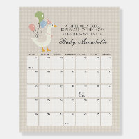 Beige Silly Goose Gingham Baby Shower Guess Date