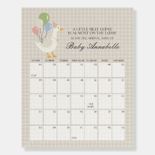 Beige Silly Goose Gingham Baby Shower Guess Date Foam Board