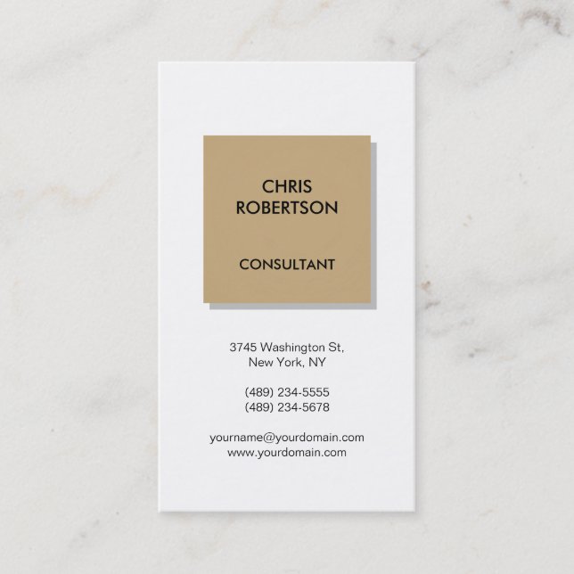 Beige Silver Grey Shadow White Business Card (Front)