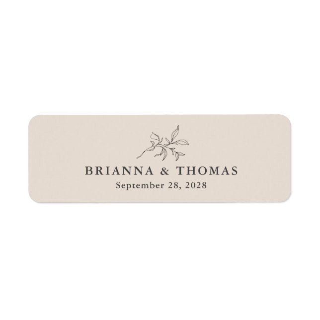 Beige Simple Botanical Wedding Cigar Band Label (Front)