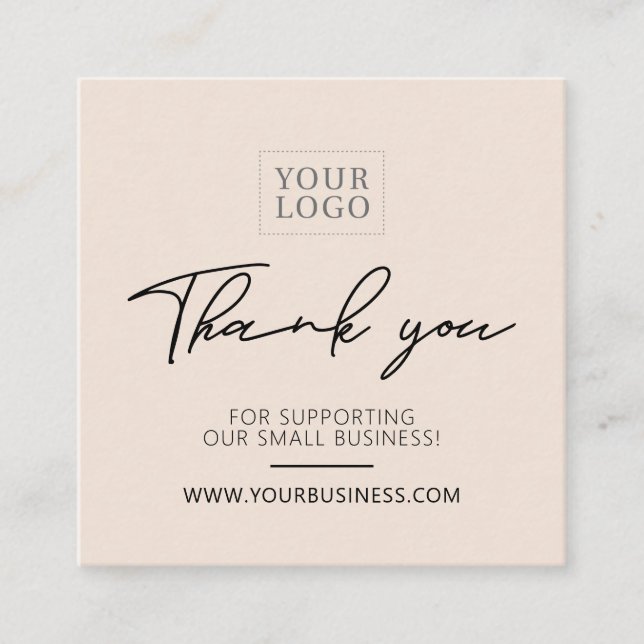 Beige Simple Business Thank you Insert Card (Front)