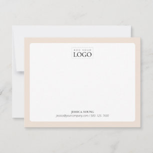 Beige Simple Color Logo Business Note Card