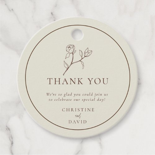 Beige Simple Floral Bohemian Wedding Thank you tag