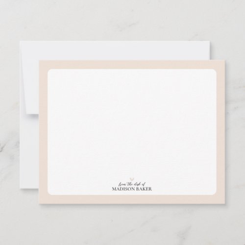 Beige  Simple Heart Personalized Stationery Note Card