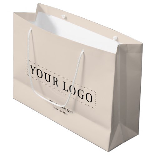 Beige Simple Minimal Business Logo Gift Large Gift Bag