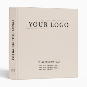 Beige Simple Minimal Business Logo Promotional 3 Ring Binder
