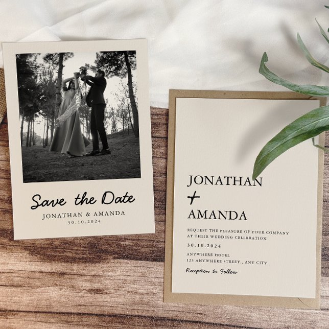 Beige Simple Minimalist Photo Wedding Save The Date (Creator Uploaded)