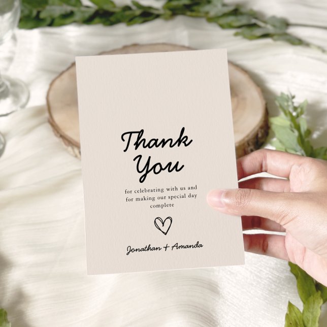 Beige Simple Minimalist Photo Wedding Thank You Card (Creator Uploaded)