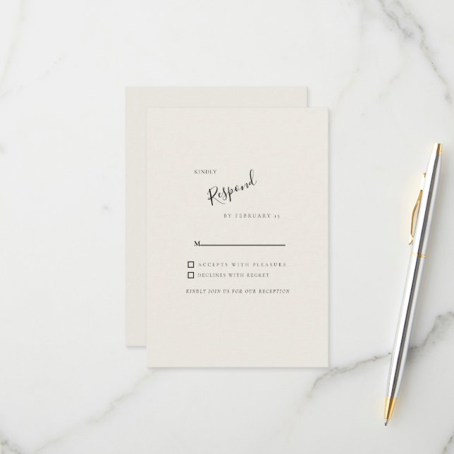 Beige  Simple Modern Wedding RSVP (Front/Back In Situ)