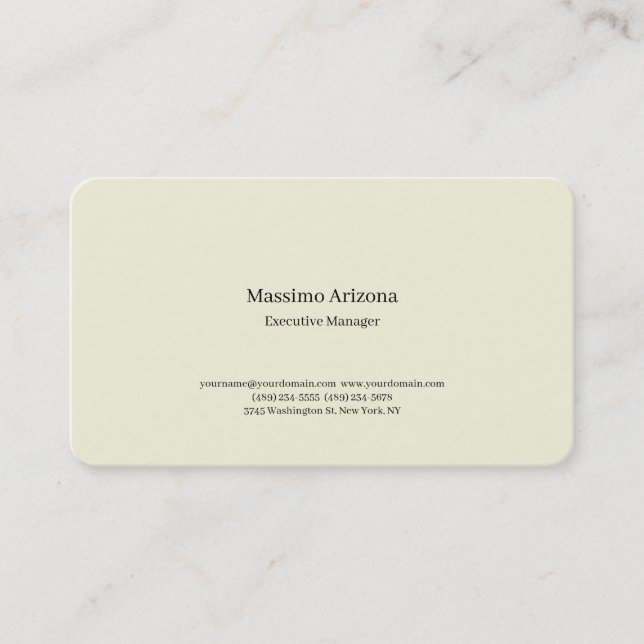 Beige Simple Plain Professional Modern Minimailst Business Card (Front)