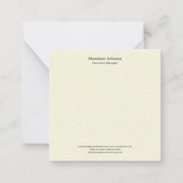 Beige Simple Plain Professional Modern Minimailst Note Card (Front)