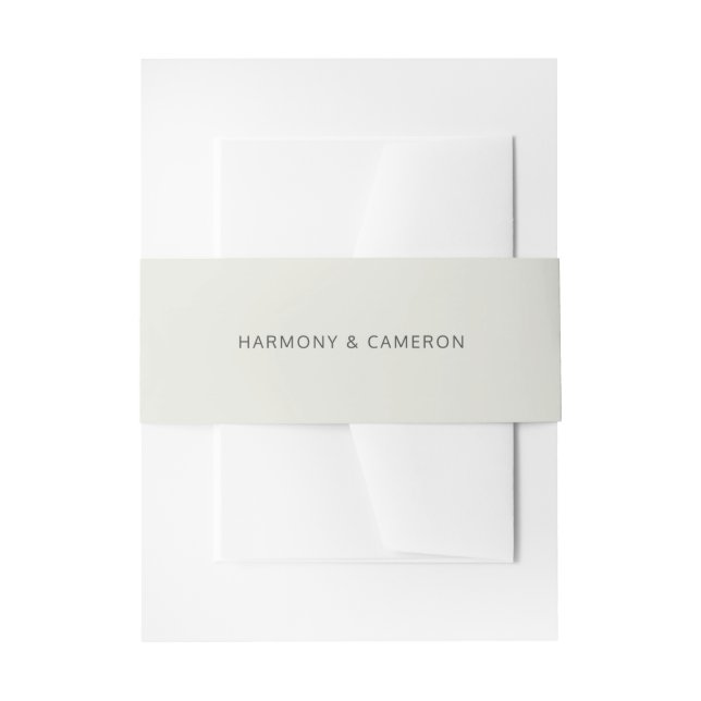 Beige Simple Solid Color Names Wedding Invitation Belly Band (Front Example)