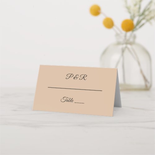 Beige Simple Stylized Script Wedding Place Card