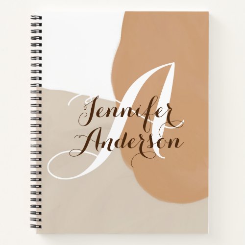 Beige Sketchbook minimalist monogram name initial Notebook