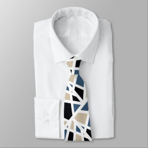 Beige Slate Black Geometric Tie