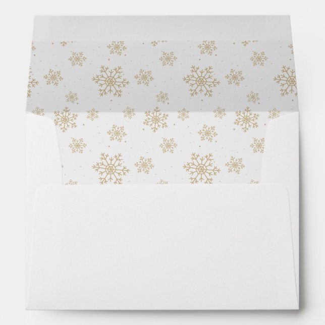 Beige Snowflakes Pattern Envelope (Back (Bottom))