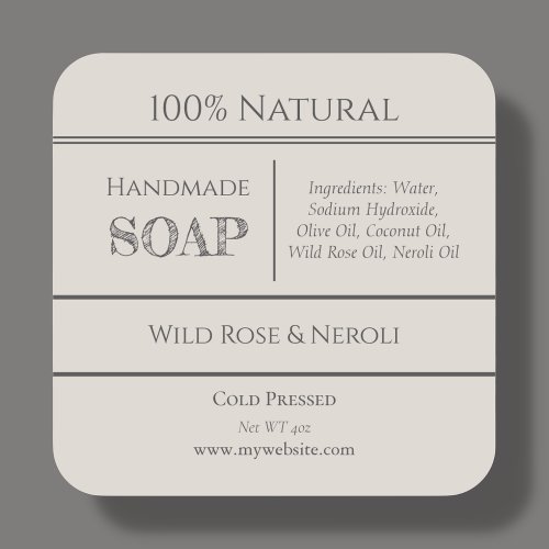 Beige  Soap Ingredient Product Labels